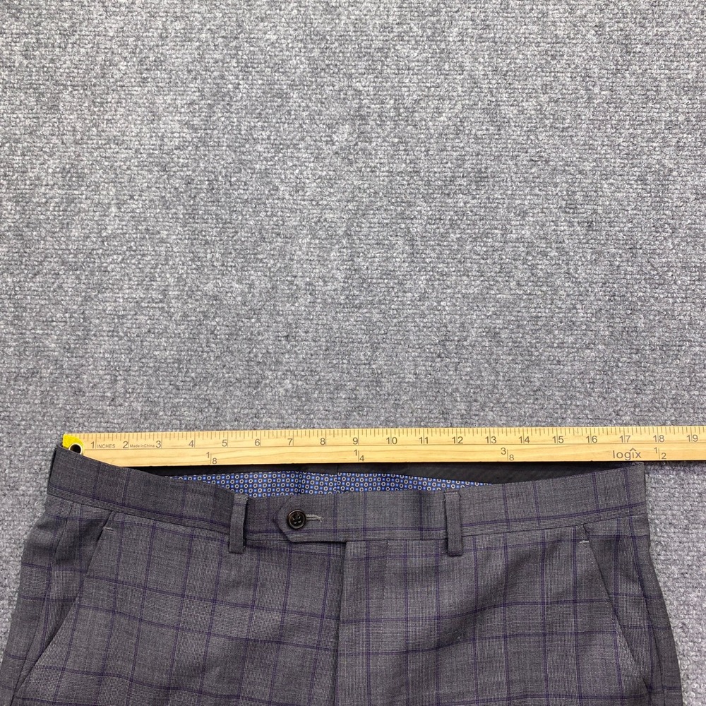 Lauren Ralph Lauren Mens 40R Suit 2 Piece Grey Purple Plaid Double Breasted 34W - Picture 16 of 16